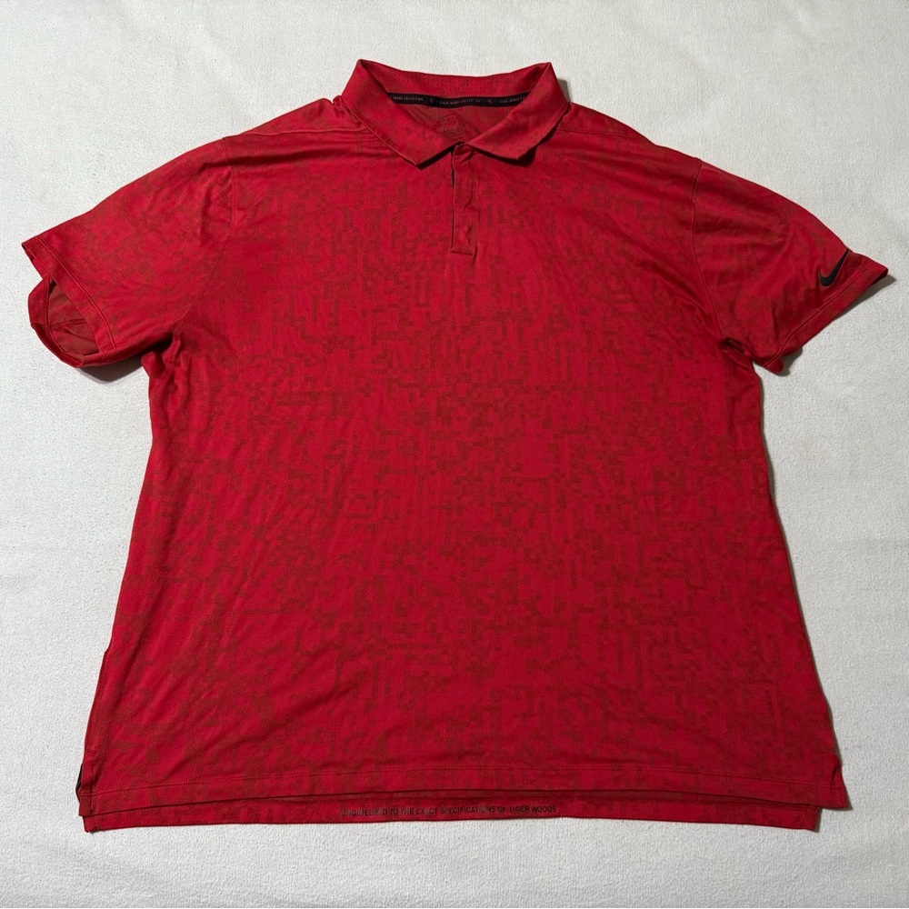 Nike Dri‎ Fit ADV Tiger Woods Collection Golf Polo Shirt Red Digital Camo Sz 2XL